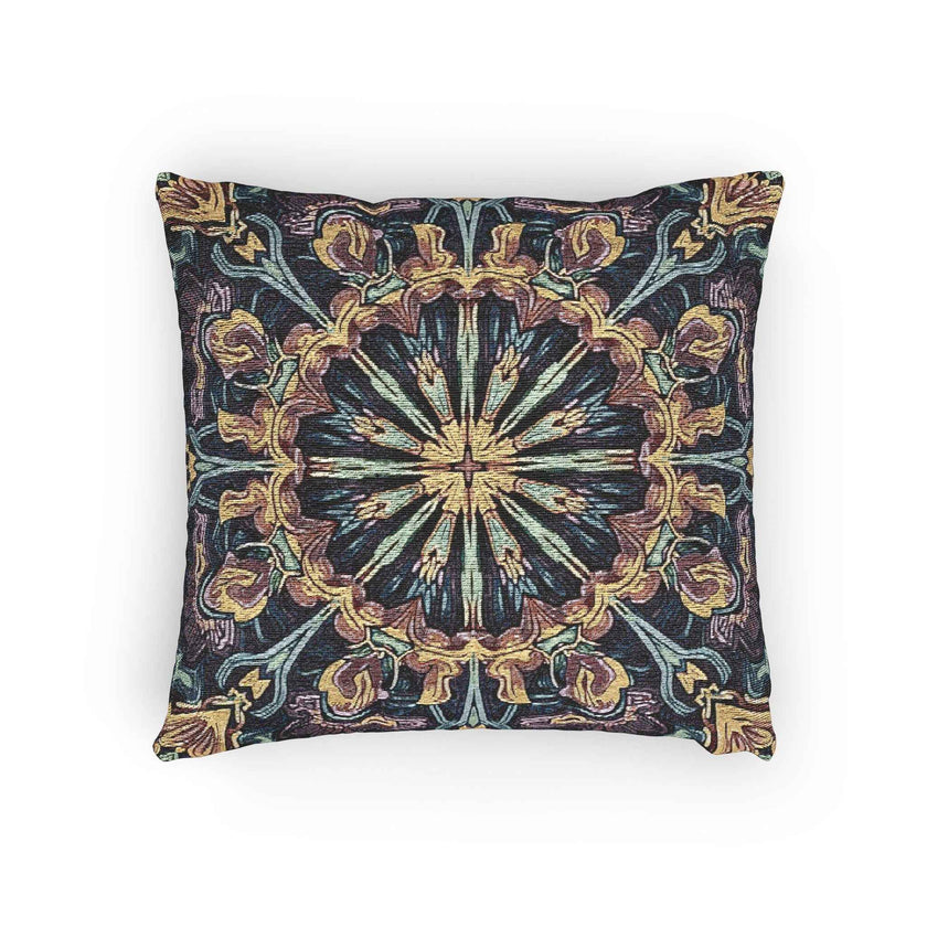 Geometric Mandala Woven Pillow | Boho Mosaic Throw Cushion