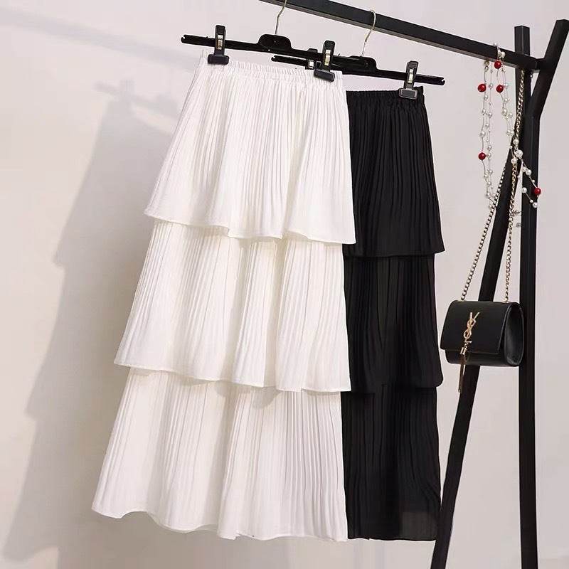 Women's Spring And Summer Chiffon layered Midi maxi Skirt