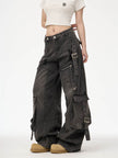 Distressed Washed Oversized Baggy Cargo Jeans Pant