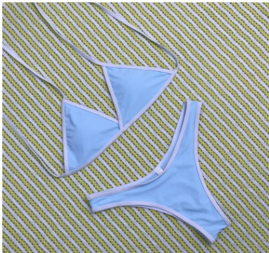 Women's Halter Triangle Bikini Set – Contrast Trim