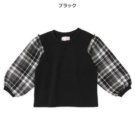 西松屋 ELFINDOLL CLASSIC 裏起毛袖布帛チェックトレーナー 正規品
