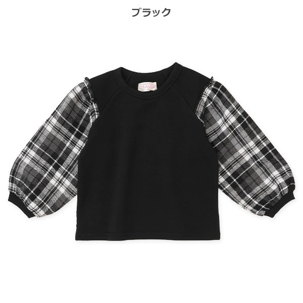 西松屋 ELFINDOLL CLASSIC 裏起毛袖布帛チェックトレーナー 正規品