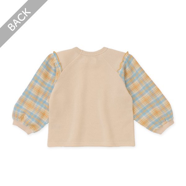 西松屋 ELFINDOLL CLASSIC 裏起毛袖布帛チェックトレーナー 正規品