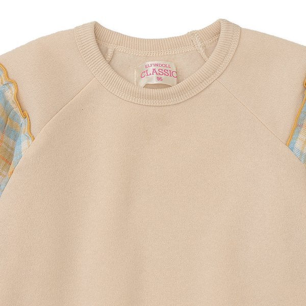 西松屋 ELFINDOLL CLASSIC 裏起毛袖布帛チェックトレーナー 正規品