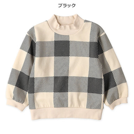 西松屋 ELFINDOLL 裏起毛チェックモックネックトレーナー 正規品