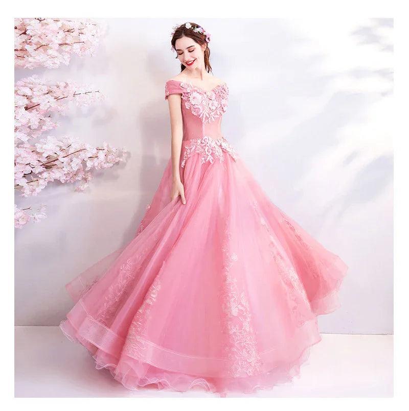 Off-shoulder Bridal Floor-length Yarn Wedding Toast Dress Wedding Dinner Dress