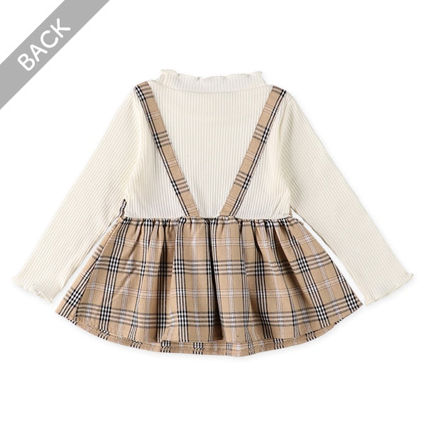 西松屋 ELFINDOLL アシンメトリーチェックキャミレイヤード風長袖Tシャツ 正規品