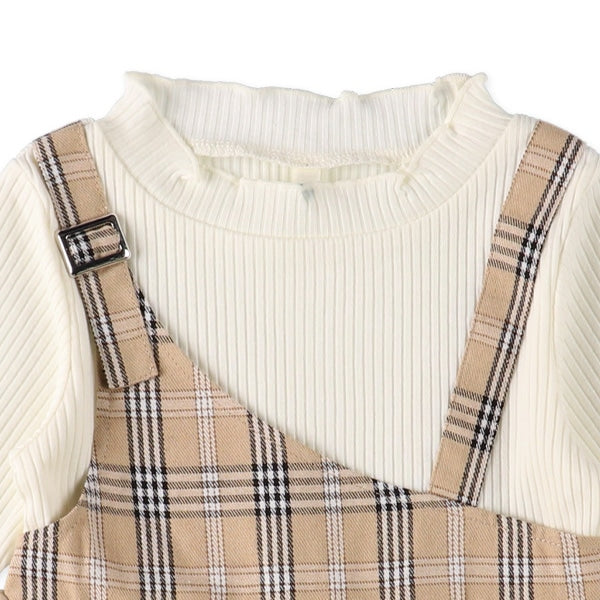 西松屋 ELFINDOLL アシンメトリーチェックキャミレイヤード風長袖Tシャツ 正規品