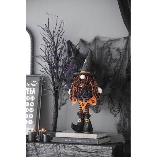 8.3x5x24 Fabric Standing Gnome W Orange Banner  Spring Body, For Halloween Decor