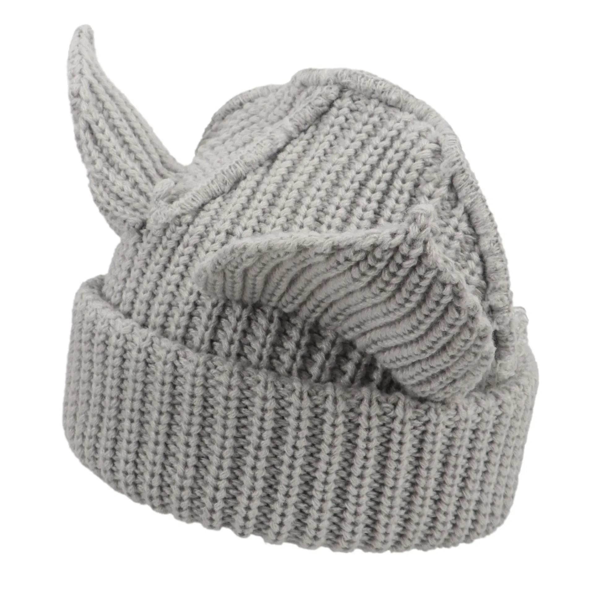 Devil Ears Thickened All Acrylic Knitted Beanie Hat