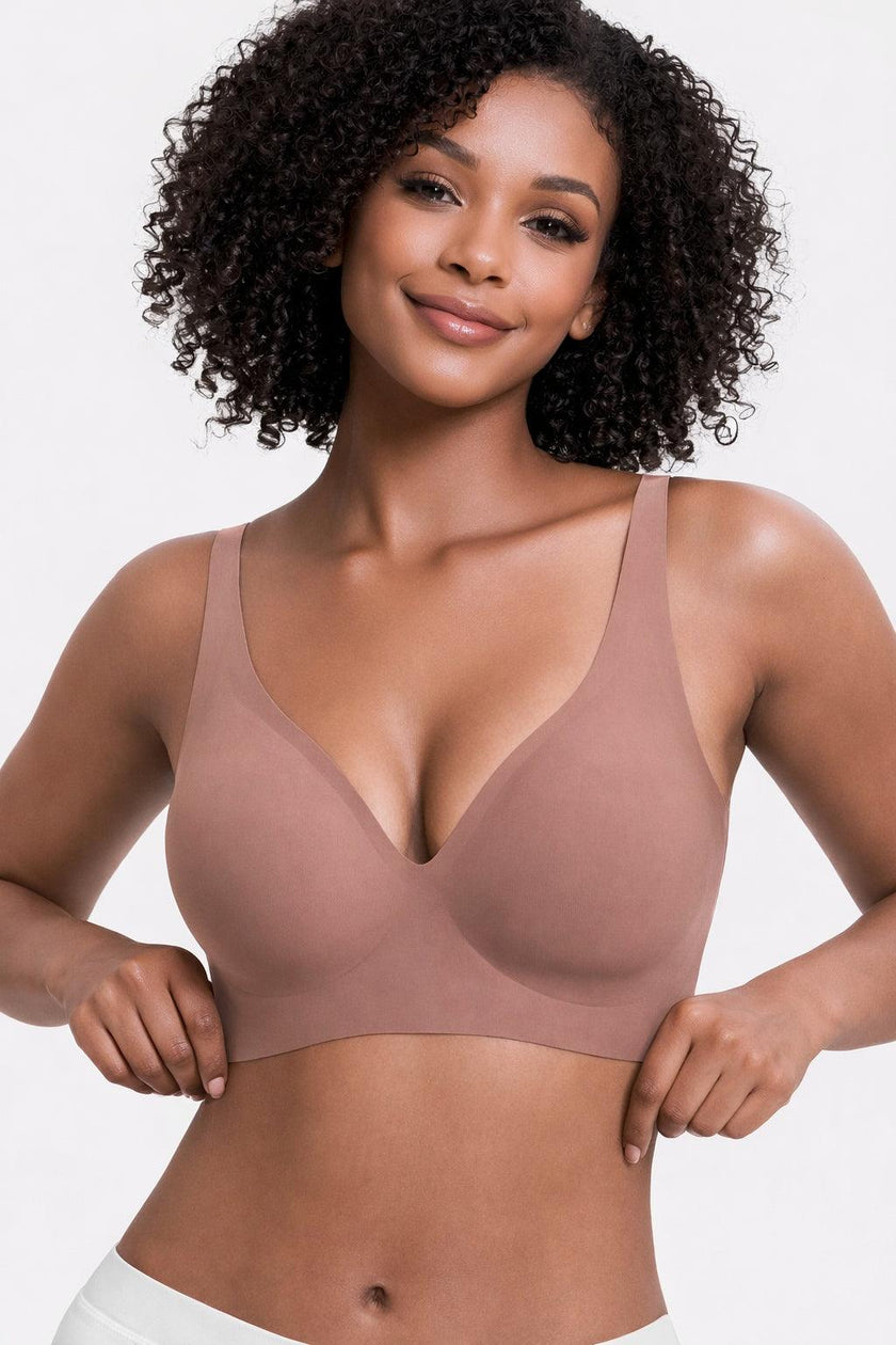 Women's Deep V Wireless Seamless Push-Up Bralette for Everyday and T-Shirt Wear