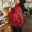 Oversized Fashion Zip-up Lapel Leather Jacket for women