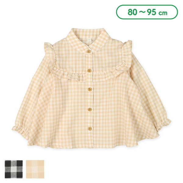 西松屋 ELFINDOLL 肩胸フリルチェックブラウス正規品