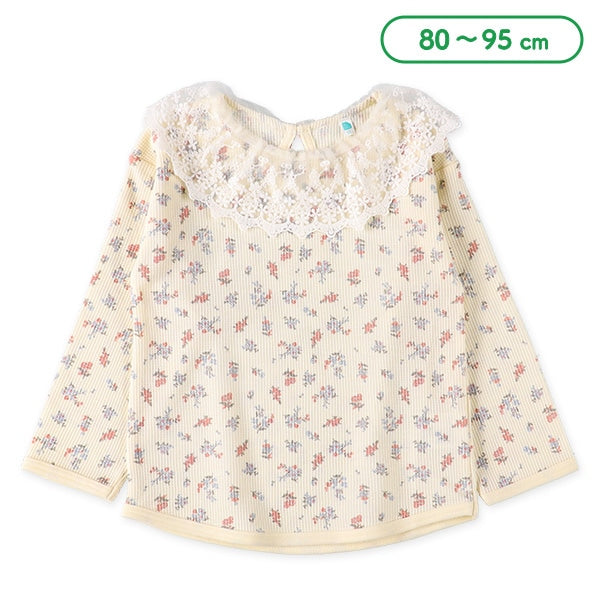 西松屋 ELFINDOLL ワッフル襟レース小花長袖Tシャツ正規品
