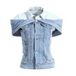 Sweet Cool Bandage Dress Shirt Slimming Denim jeans Shirt women