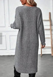 Front Split Winter Sweater Mini Tunic Dress