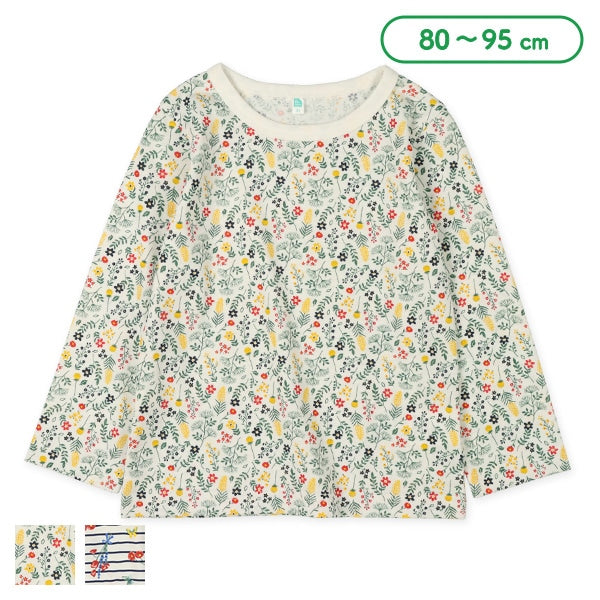 西松屋 ELFINDOLL 小花ボーダー総柄長袖Tシャツ正規品