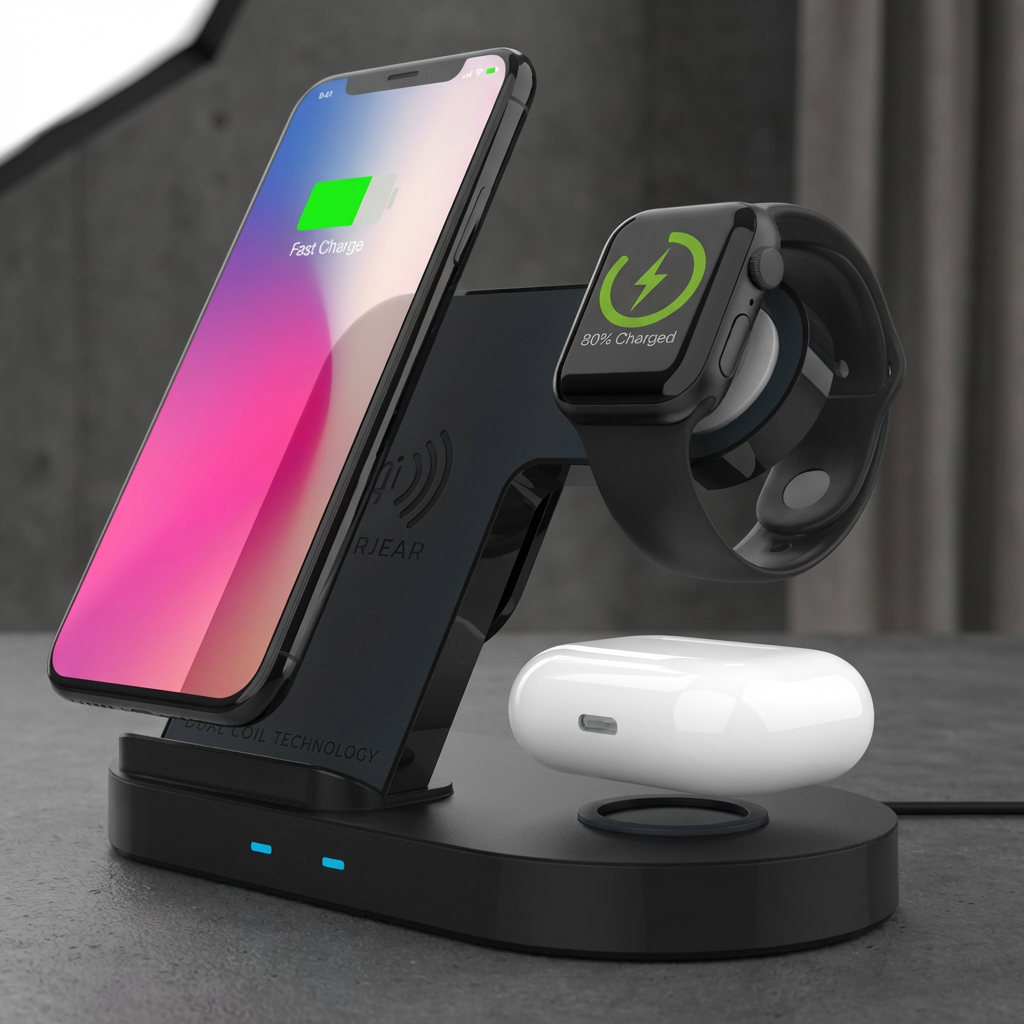 Hypergear 3-in-1 Wireless Charging Dock Black (15328-HYP)