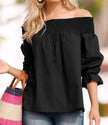 Spring Summer Women Off Shoulder Strapless Blouse top Bowknot Slash Neck Casual Loose Plus Size top