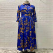 Dubai Long Dress Middle East Autumn Chain Print Swing Dress Turkish  Floral Long Sleeve dress