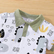 Boy's Little Dinosaur Lapel Cotton Short Sleeve Top Short Pants Suit Two piece for boys.