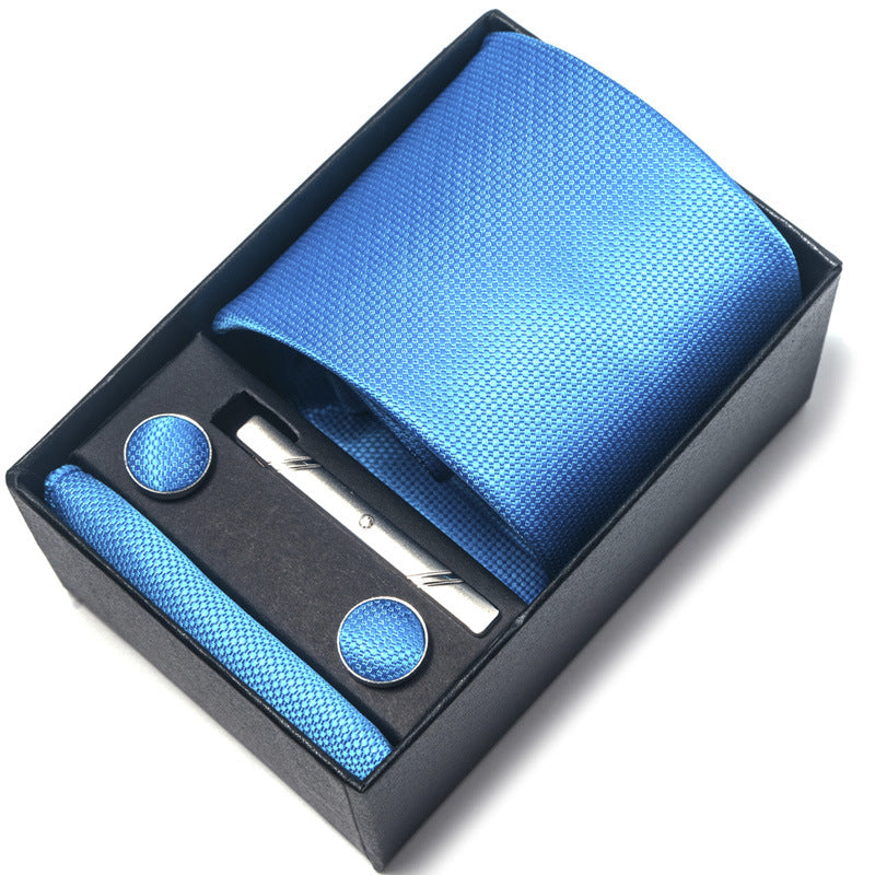 Men's Jacquard Woven Formal Tie Set – Rayon Arrow Necktie with Handkerchief, Tie Clip & Cufflinks | Canada & USA