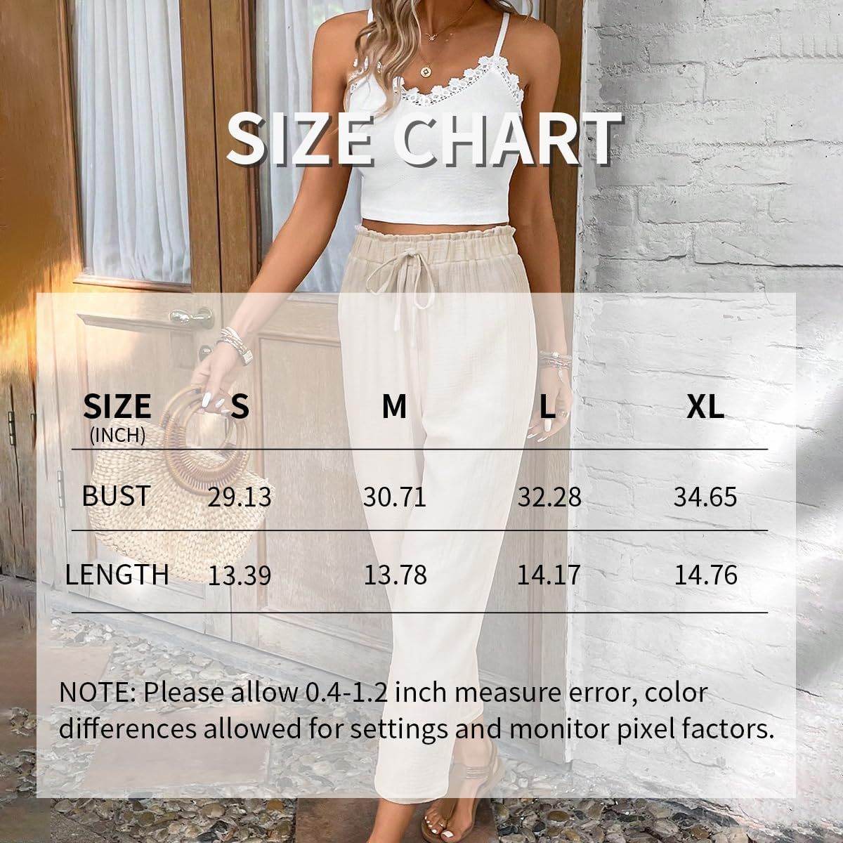 Women's Summer 2-Piece Outfit Sleeveless Lace Vest Top And Casual Elastic Waist Pants