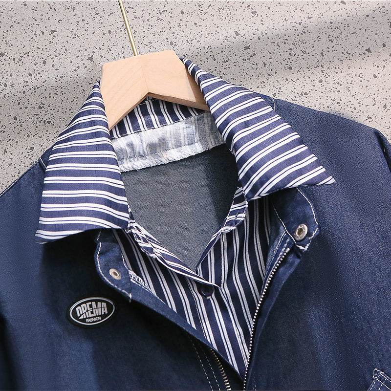 Casual Denim Jacket Fake Two-piece Suit Women