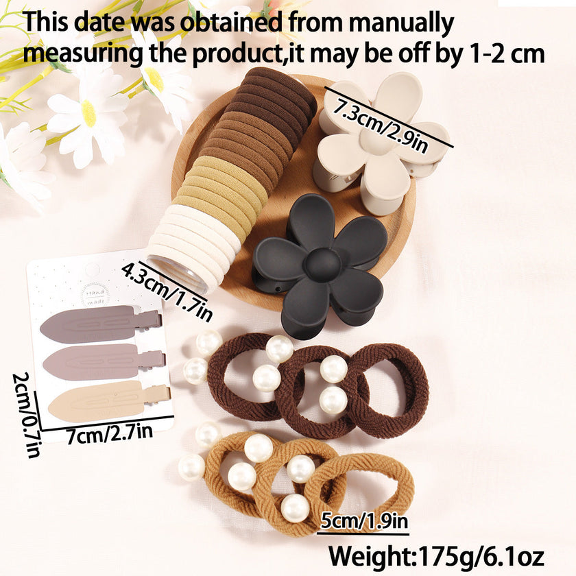 Coffee Series Hair Barrette Combination Set – Plastic Resin Hair Clips for Women