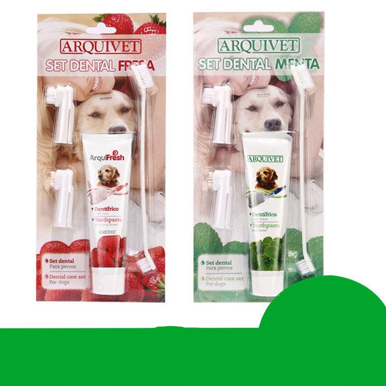 Dog Dental Care Kit with Toothbrush & Toothpaste – Pet Teeth Cleaning Set for Plaque & Fresh Breath