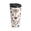 Hand-Drawn Red Heart Floral Stainless Steel Travel Mug | Valentine Pattern