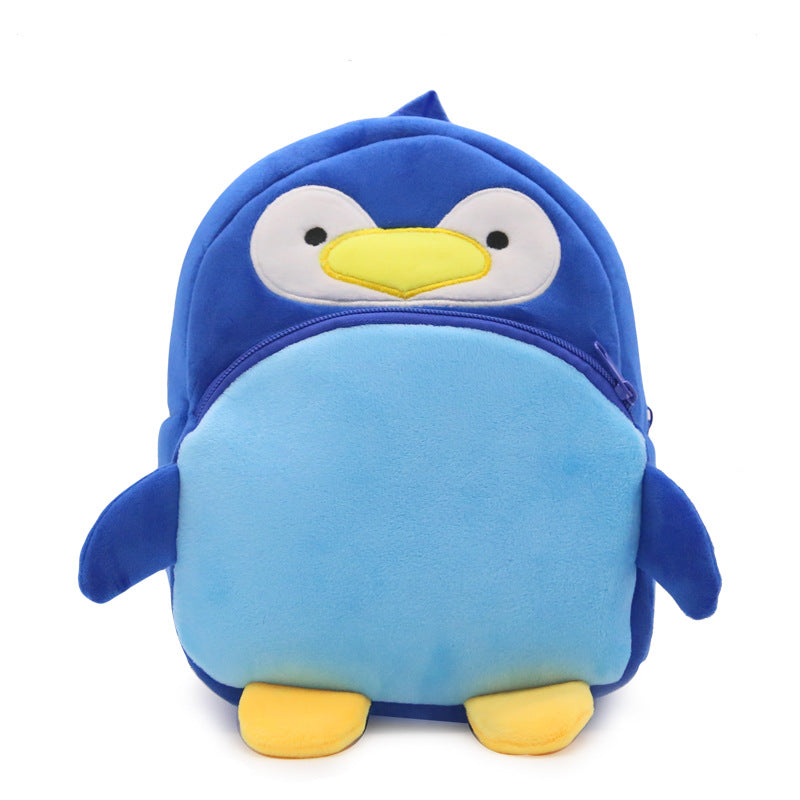 Cute Penguin Plush Kids Backpack – Blue Cartoon Toddler Bag