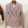 Houndstooth Small Jacket Women Long-Sleeved Double-Breasted Plaid Blazer
