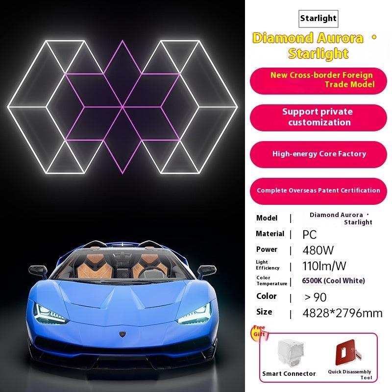 480W Honeycomb LED Car Detailing Station Light 2.4x4.8m 50000H Car Wash Shop Bay Light