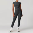 2pcs Nude feel short sleeve Workout Clothes for women Yoga Gym Clothes set