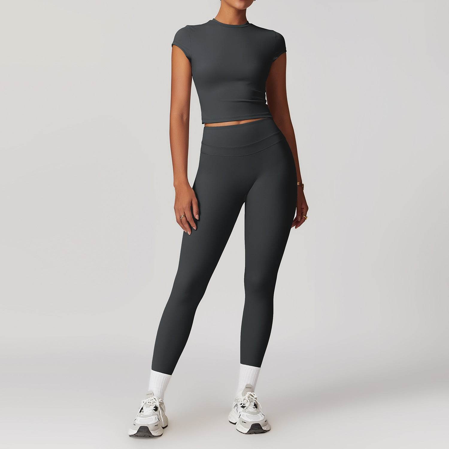 2pcs Nude feel short sleeve Workout Clothes for women Yoga Gym Clothes set