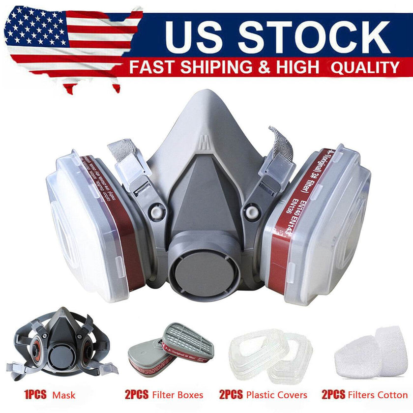 7in1 Half Face Gas Mask Facepiece Spray Painting Respirator Reusable Safety protective mask