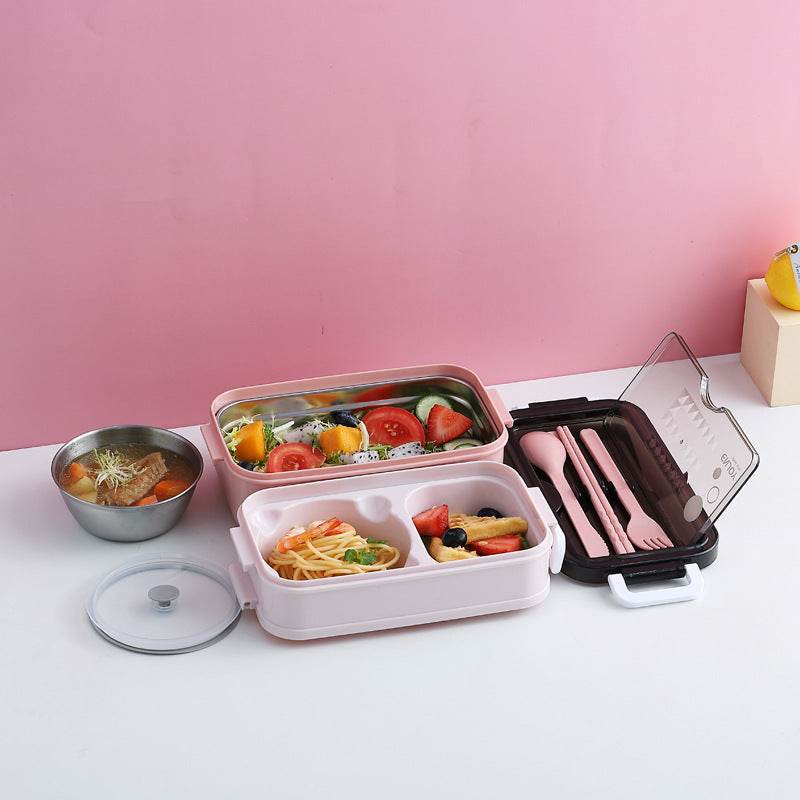 Insulated Stainless Steel Double-Layer Lunch Box for Work & School