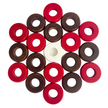 32 Red and Walnut Carrom / Pichenotte / Croquignole Rings - (Red / Walnut / Natural / Black / White) - Anneaux De Pichenottes - Game Accessories / Accessoires De Jeu