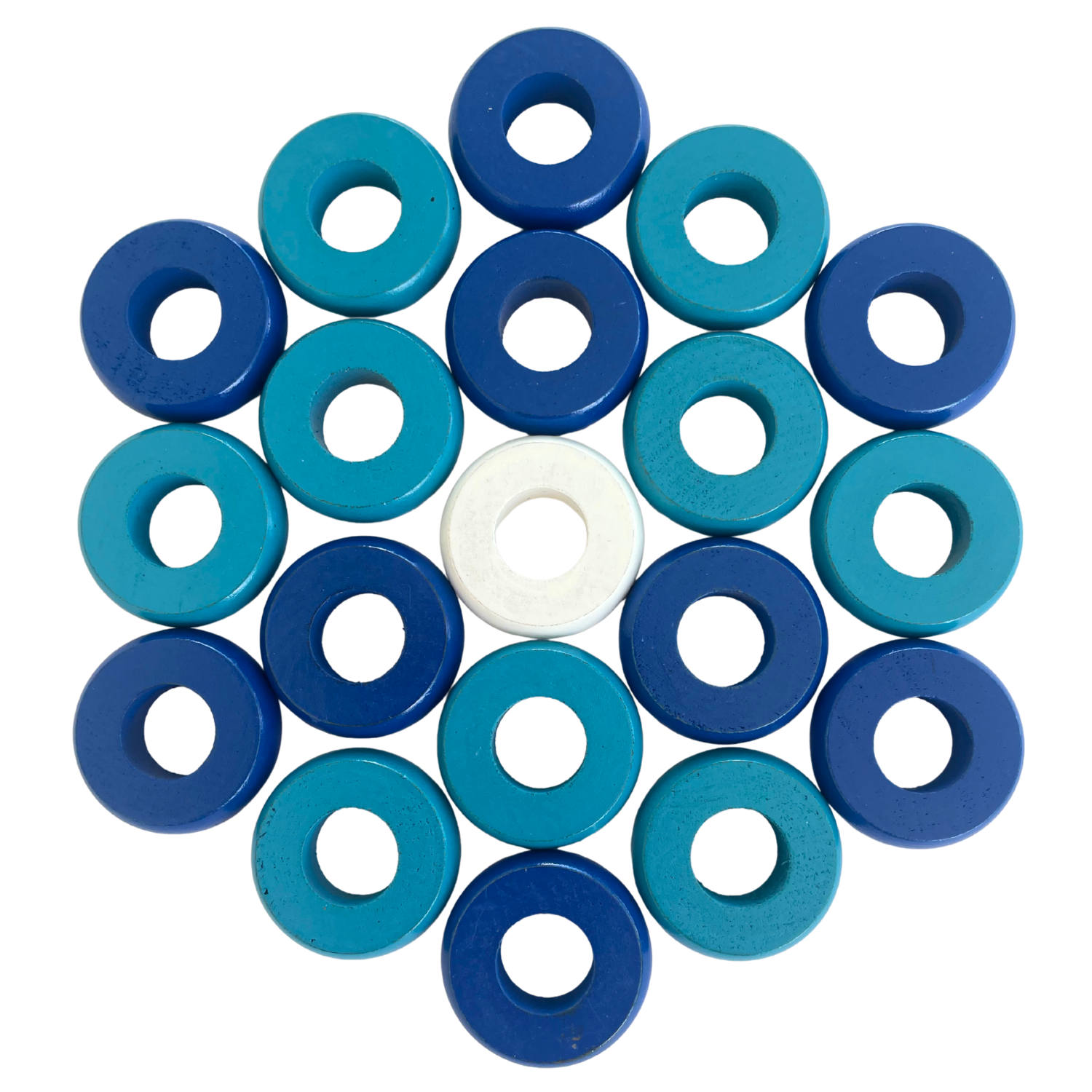 32 Blue and Light Blue Carrom / Pichenotte / Croquignole Rings - (Blue / Light Blue / Natural / Black / White) - Anneaux De Pichenottes - Game Accessories / Accessoires De Jeu