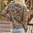 Brown Bleached Halloween Pumpkin Leopard Print Sweatshirt