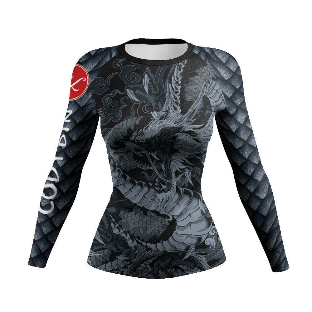 Printed Slim Fit Long Sleeve Workout Tops for Women