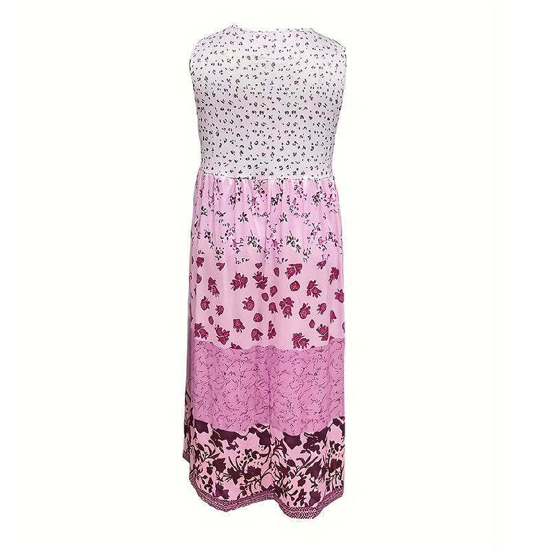 Casual Summer Boho Dress Floral Sleeveless Midi Dress