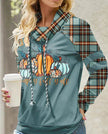 New Fashion Women's Pile Collar Printed Hoodie Pullover Top