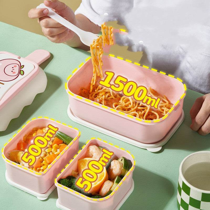 Cute Double Layered Kids Plastic Lunch Box