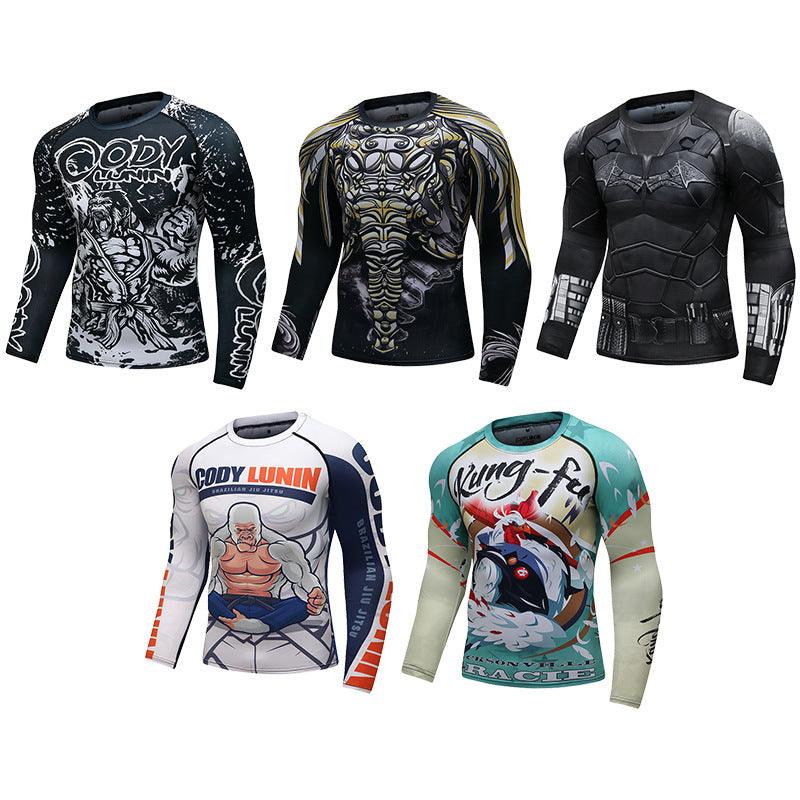 Men's MMA Compression Rash Guard – Long Sleeve BJJ Grappling Training Shirt
