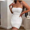 Ladies White bodycon dress Spaghetti Straps Sash Mini Bandage dress for Club Party