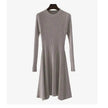Autumn Winter Round neck Slim fit Mini Flared Sweater Dress