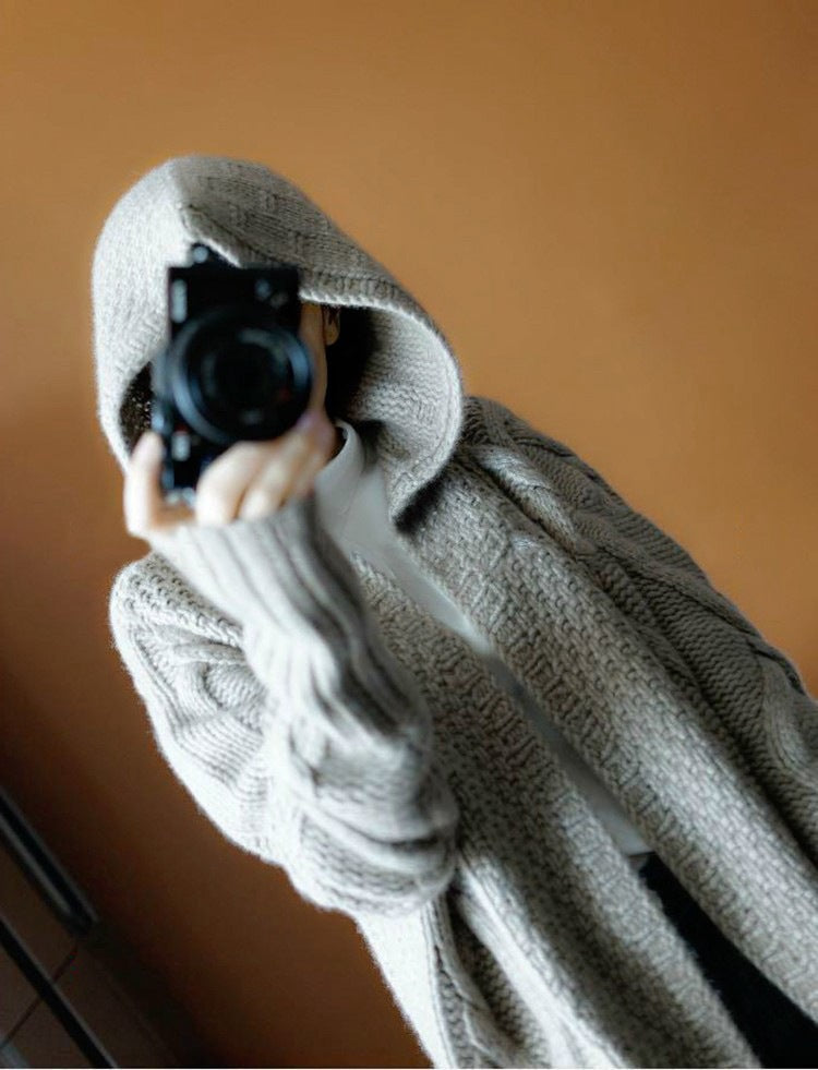 Women's Knit Cardigan Long Coat – OL Style Cotton Blend Canada USA