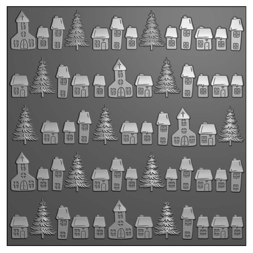 Vaessen Creative • 3D Embossing Folder Christmas Village 15x15cm